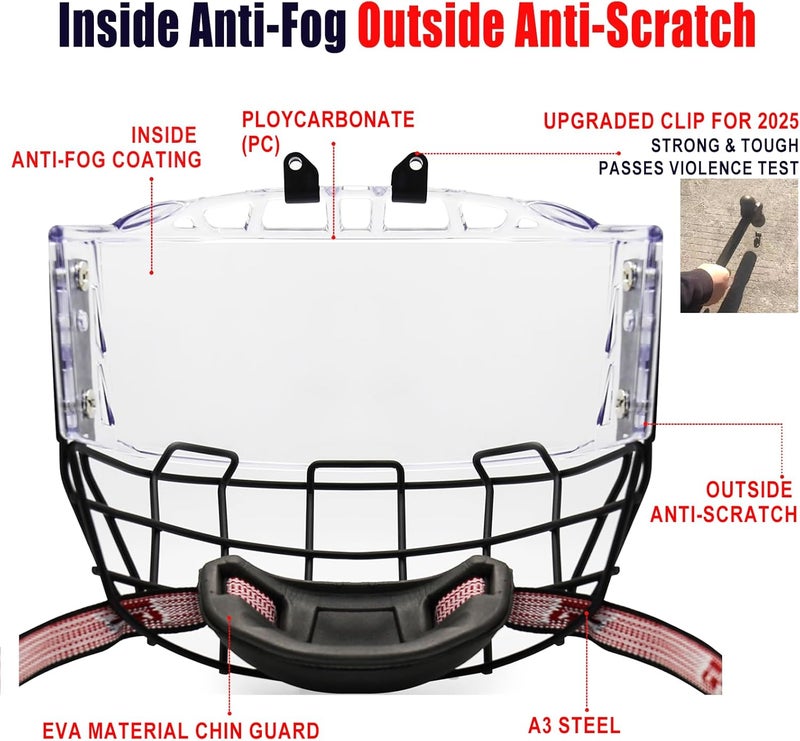 GY PC300 Hockey Helmet Cage & Face Shield Protector Combo - Image 3